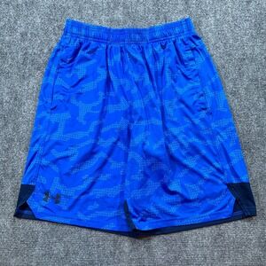 Under Armour Shorts‎ Mens M Blue Camo Athletic Drawstring Basketball Running Gym